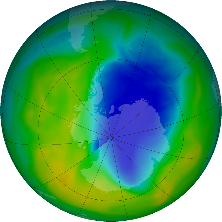 Antarctic ozone map for 25 November 2007